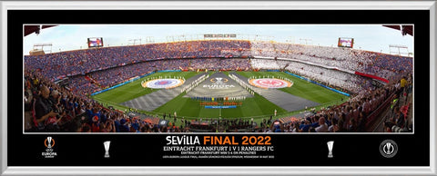 Europe League Finale Sevilla 2022<br>Gerahmtes Panorama Poster<br>82 x 35 cm